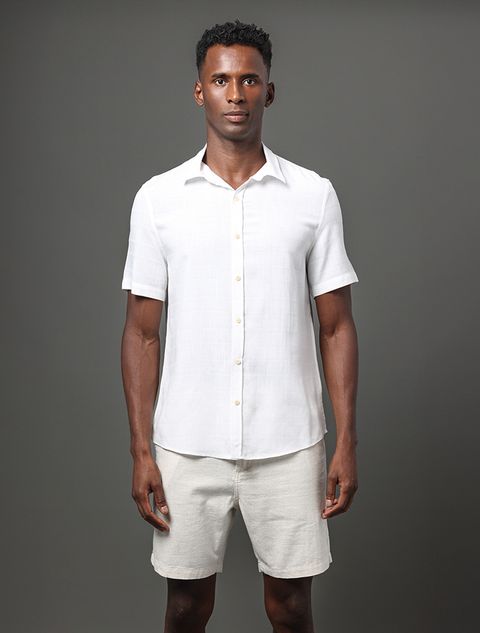 Camisa Masculina Listras Detalhes Calvin Klein Jeans - Branco — Calvin Klein