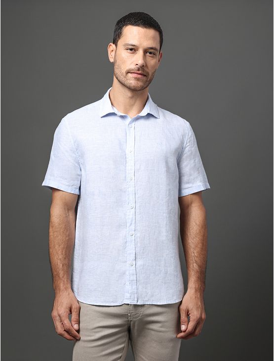 Camisa Masculina Linen Cotton Calvin Klein Jeans - Marinho Camisa Masculina Linen Cotton Calvin Klein Jeans Marinho m