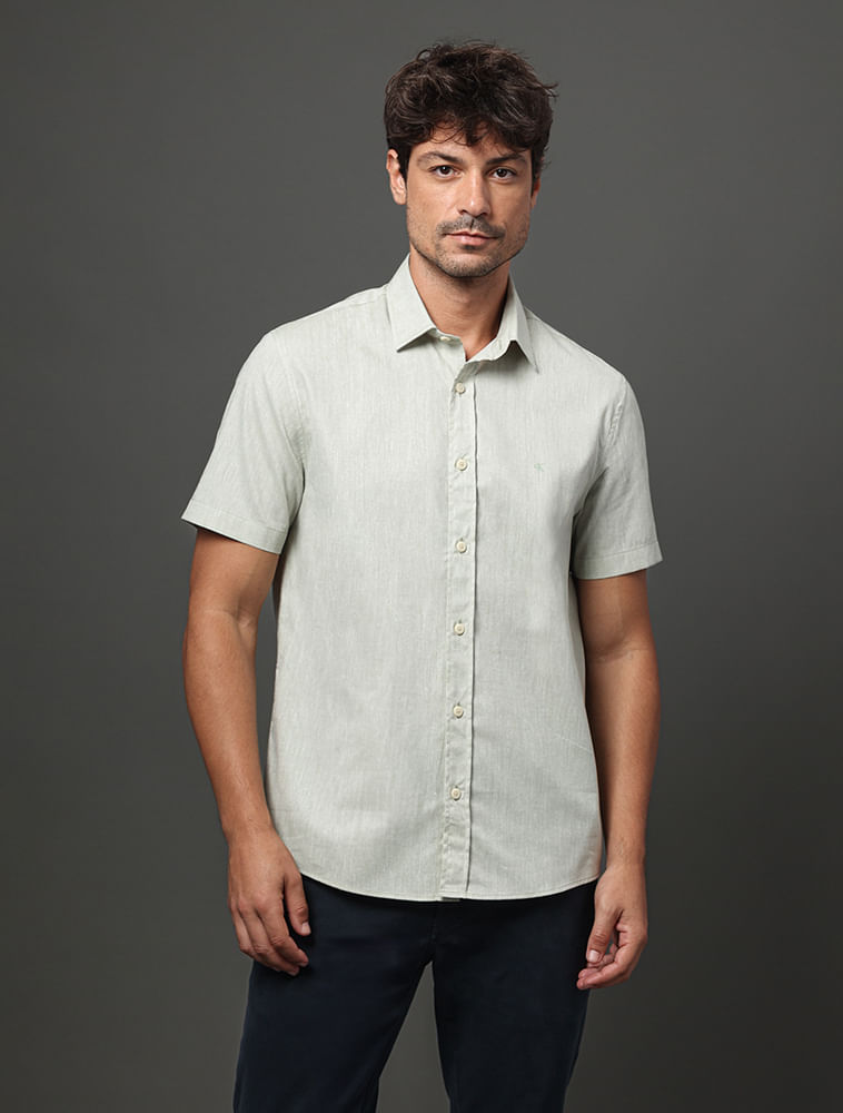 Camisa Masculina Linen Cotton Calvin Klein Jeans - Verde