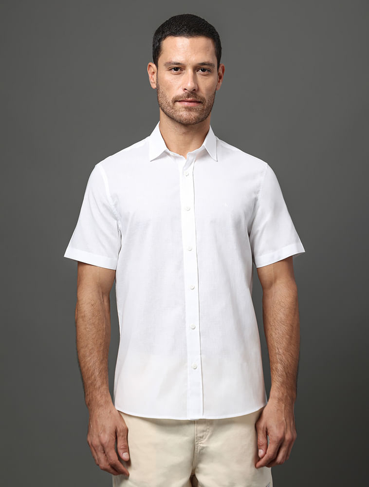 Camisa Masculina Linen Cotton Calvin Klein Jeans - Branco