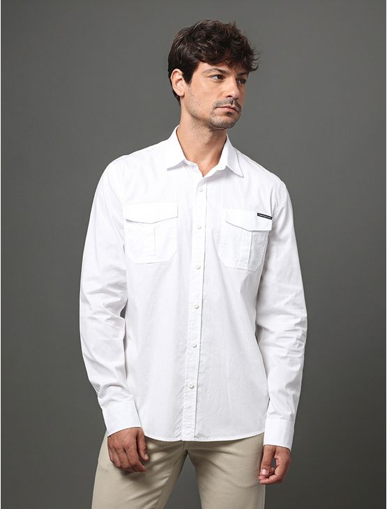 Camisa Masculina Slim Com Bolsos Calvin Klein Jeans