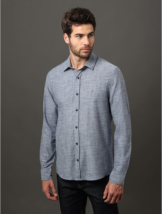 Camisa Masculina Algodão Flamê Calvin Klein Jeans - Marinho Camisa Masculina Algodão Flamê Calvin Klein Jeans Marinho p