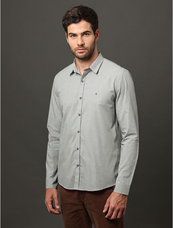 Camisa Masculina Slim Fio 50 Micro Check Calvin Klein Jeans