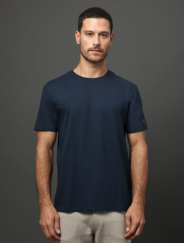 Camiseta Masculina Patch Manga Calvin Klein Jeans - Marinho