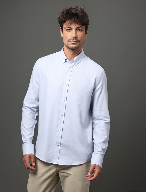 Camisa Masculina Button Down Calvin Klein Jeans - Azul Claro Camisa Masculina Button Down Calvin Klein Jeans Azul Claro p
