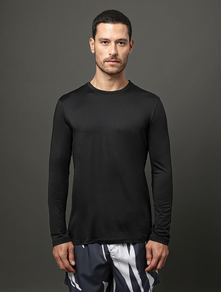 Camiseta Masculina Manga Longa Calvin Klein Swimwear - Preto