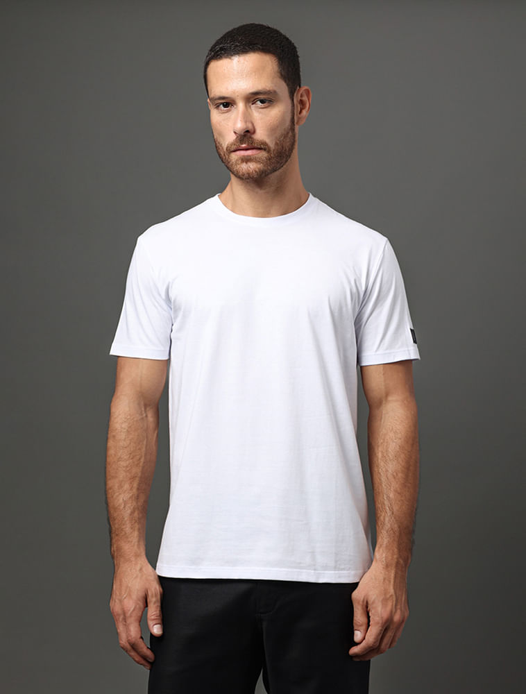 Camiseta Masculina Patch Manga Calvin Klein Jeans - Branco