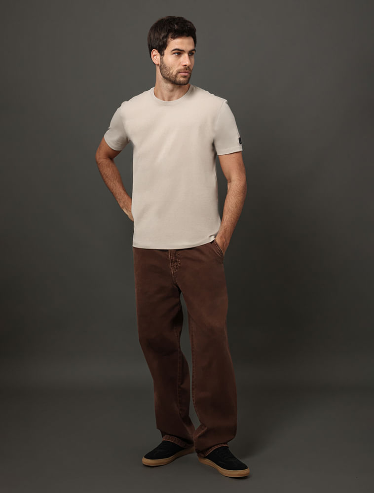 Camiseta Masculina Patch Manga Calvin Klein Jeans - Caqui Claro — foto 3