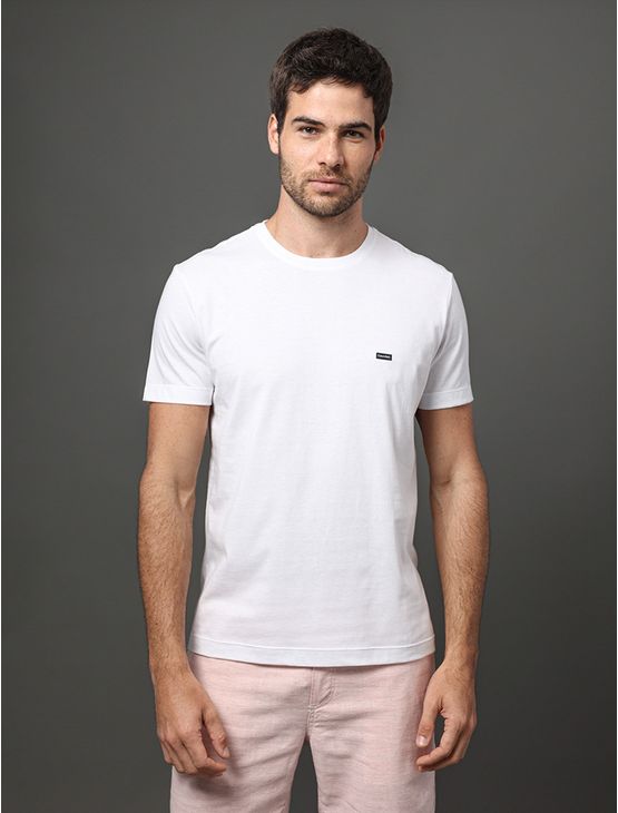 Camiseta Masculina Algodão Egípcio Calvin Klein - Branco Camiseta Masculina Algodão Egípcio Calvin Klein Branco m