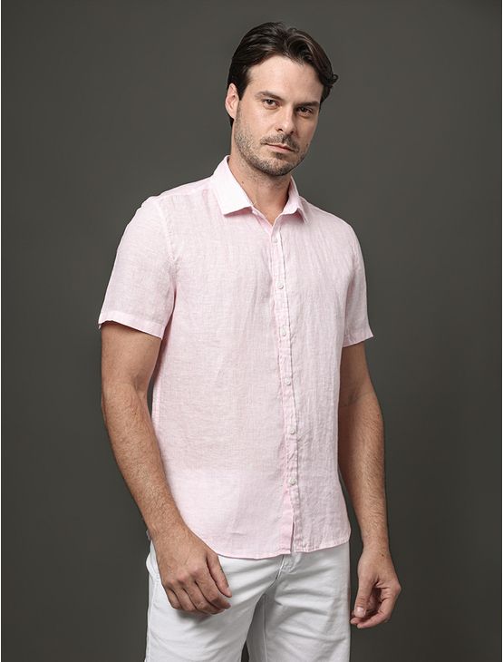 Camisa Masculina Cannes Linen Calvin Klein - Rosa Claro Camisa Masculina Cannes Linen Calvin Klein Rosa Claro 4