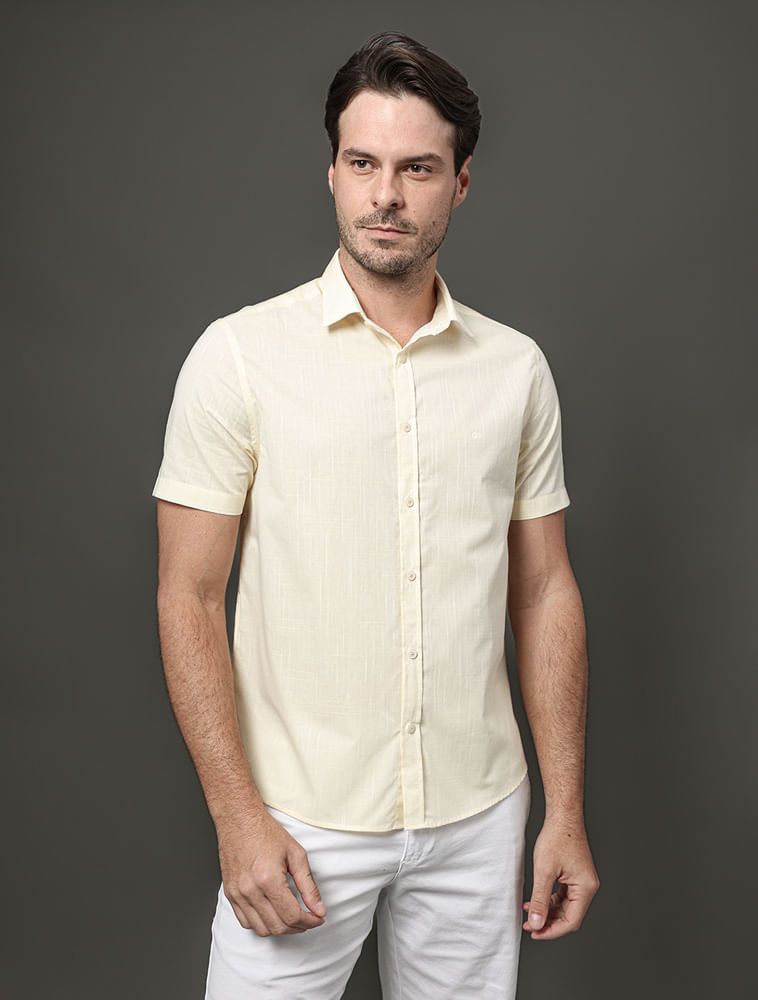 Camisa Masculina Algodão Calvin Klein - Amarelo Manteiga — Calvin Klein