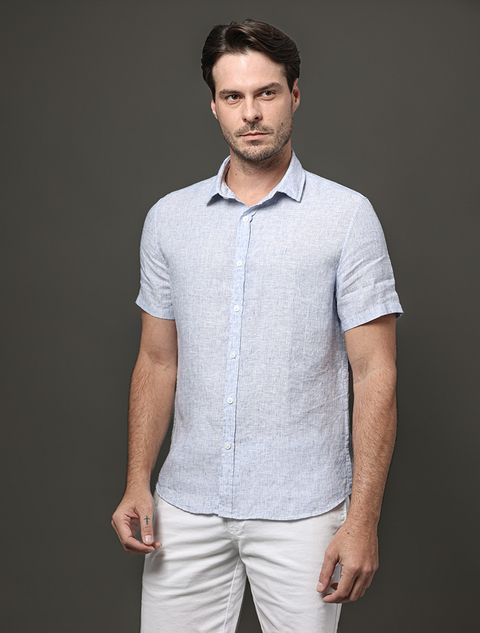 Camisa Masculina Cannes Linen Calvin Klein - Marinho — Calvin Klein