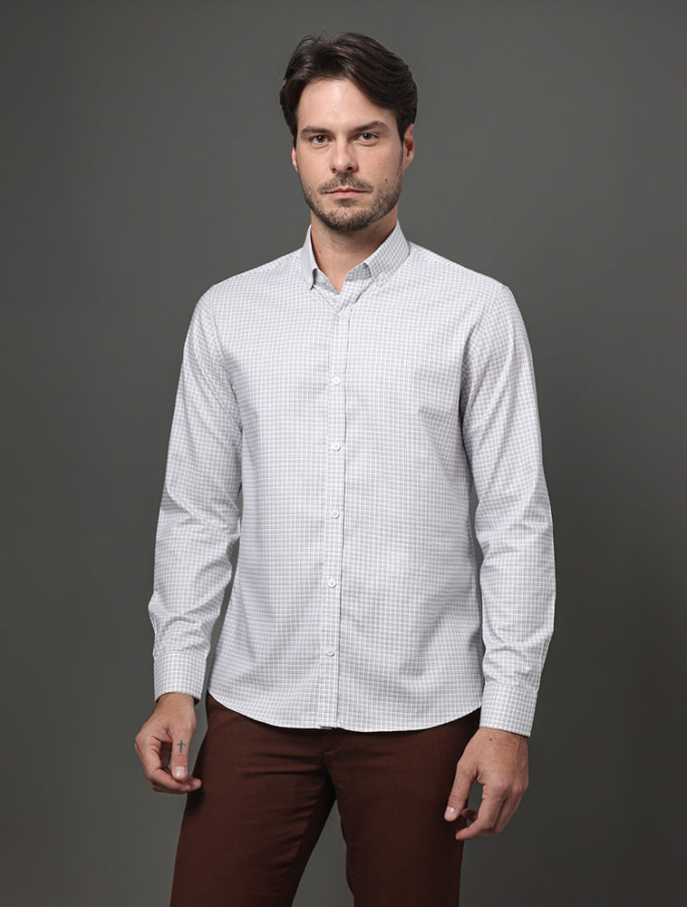 Camisa Ml Masc Regular Bd Pima - Branco