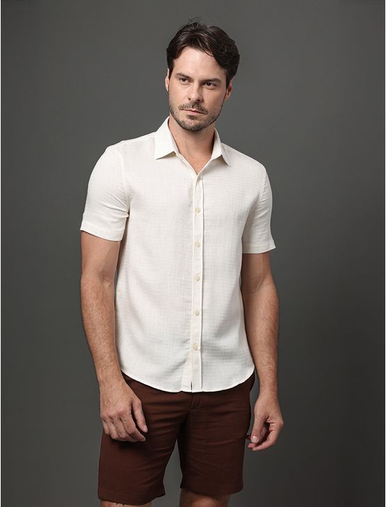 Camisa Masculina Espinha de Peixe Calvin Klein - Off White Camisa Masculina Espinha de Peixe Calvin Klein Off White 6
