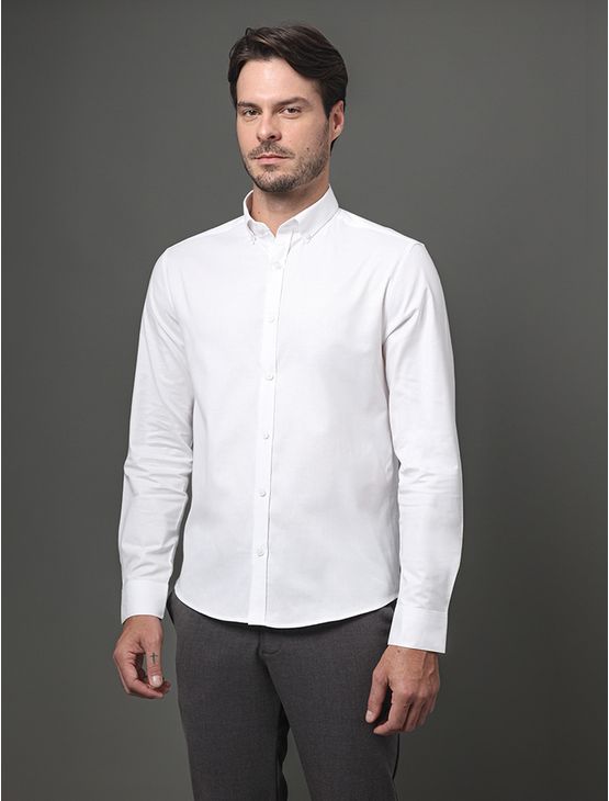 Camisa Masculina Oxford Com Elastano Calvin Klein - Branco Camisa Masculina Oxford Com Elastano Calvin Klein Branco 3