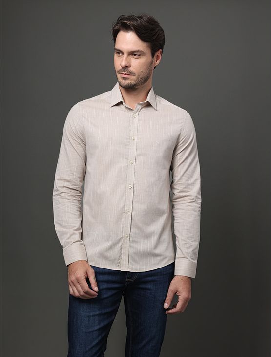 Camisa Masculina Slim Algodão Calvin Klein - Off White Camisa Masculina Slim Algodão Calvin Klein Off White 2