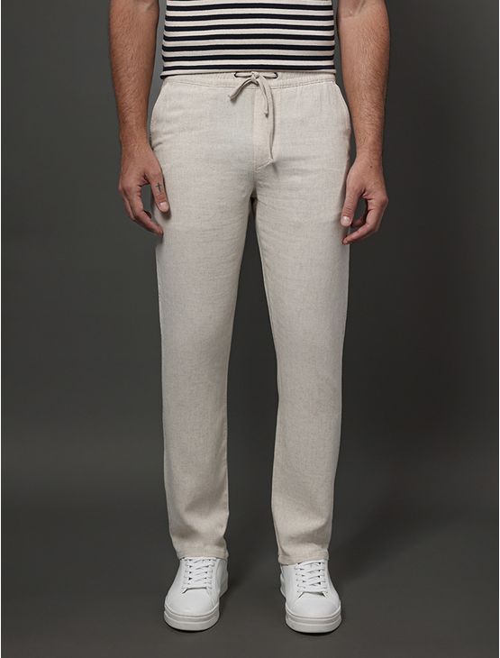Calça Masculina Elástico Linen Calvin Klein - Off White Calça Masculina Elástico Linen Calvin Klein Off White 44