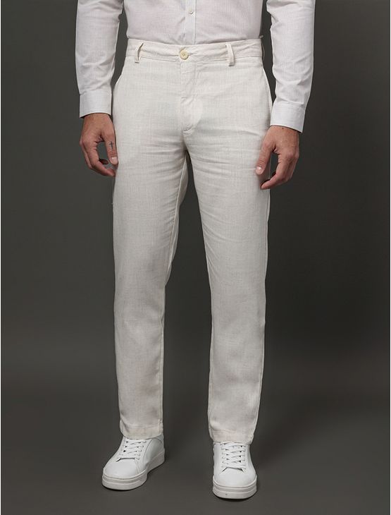 Calça Masculina Linho Flamê Calvin Klein - Off White Calça Masculina Linho Flamê Calvin Klein Off White 46
