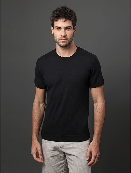 Camiseta Manga Curta Masculina Tricô