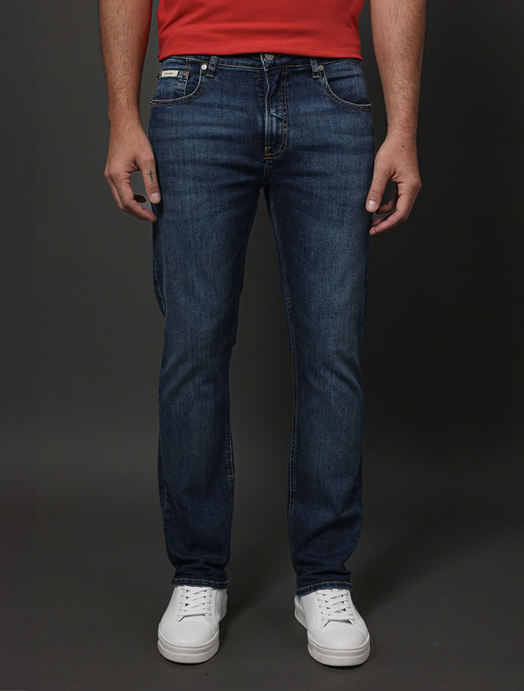 Calça Jeans Masculina Slim 5 Pockets Calvin Klein - Azul Médio