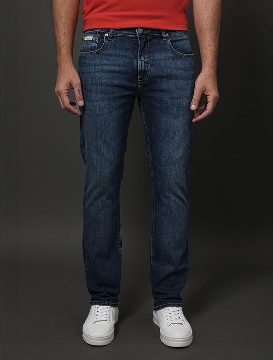 Calça Jeans Masculina Slim 5 Pockets Calvin Klein - Azul Médio Calça Jeans Masculina Slim 5 Pockets Calvin Klein Azul Médio 46