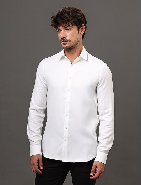 Camisa Masculina Non Iron Slim Estruturada Calvin Klein - Branco 2 Camisa Masculina Non Iron Slim Estruturada Calvin Klein Branco 2 44