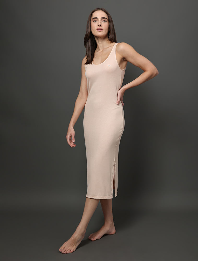 Camisola Feminina Cavada Fendas Viscolight Calvin Klein Underwear - Nude