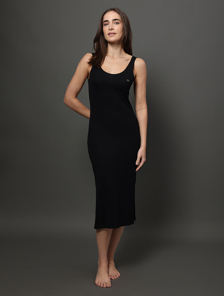 Camisola Feminina Cavada Fendas Viscolight Calvin Klein Underwear - Preto
