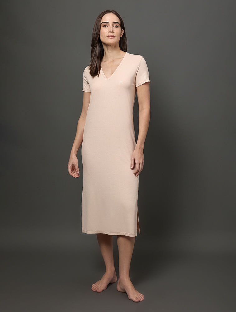 Camisola Feminina Midi Visco Canelada Calvin Klein Underwear - Nude