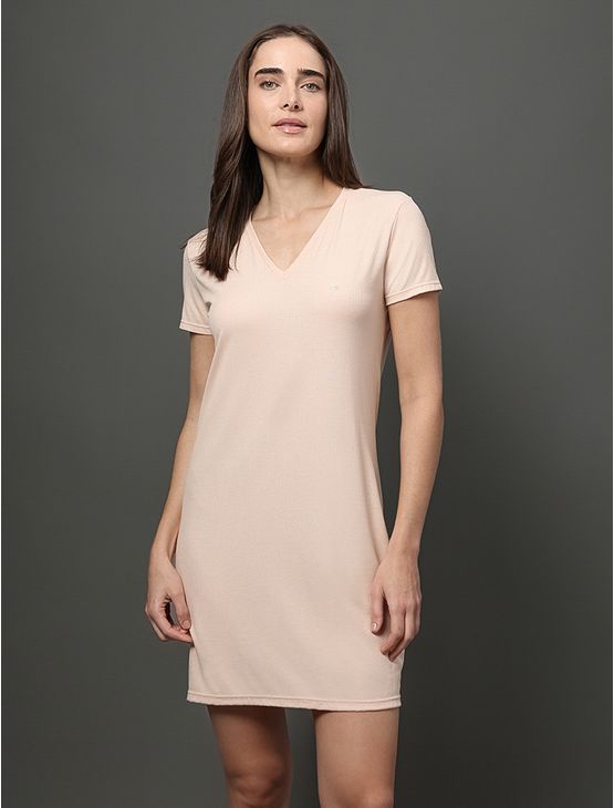 Camisola Feminina Curta Visco Canelada Calvin Klein Underwear - Nude Camisola Feminina Curta Visco Canelada Calvin Klein Underwear Nude p