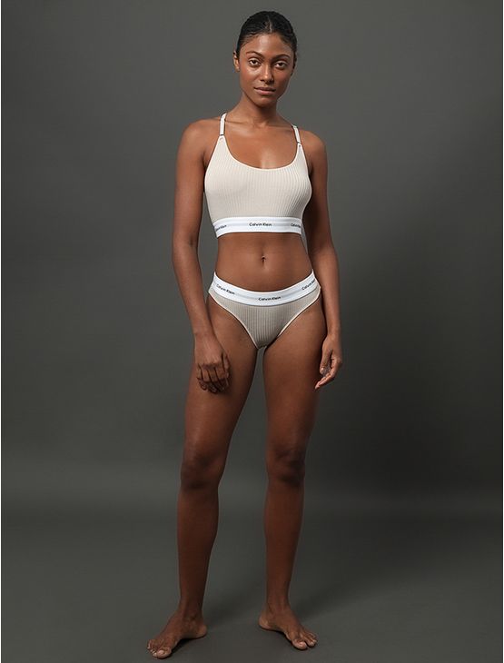 Calcinha Tanga Modal Ribana Modern Calvin Klein Underwear - Areia Calcinha Tanga Modal Ribana Modern Calvin Klein Underwear Areia g