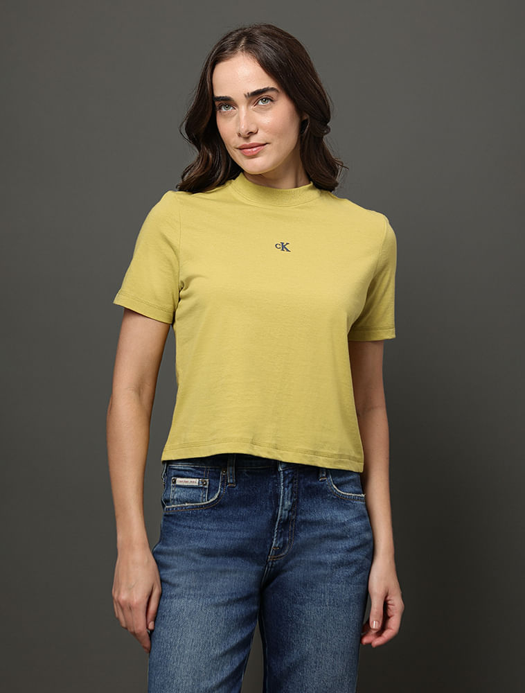 Camiseta Feminina Relevo Multicor Calvin Klein Jeans - Verde Pistache