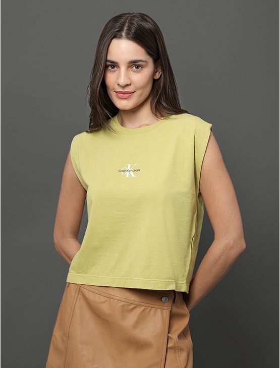 Blusa Feminina Malha Muscle Tee Calvin Klein Jeans - Verde Pistache Blusa Feminina Malha Muscle Tee Calvin Klein Jeans Verde Pistache Gg