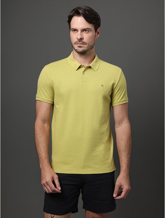 Polo Masculina Slim Sem Friso Calvin Klein - Verde Pistache Polo Masculina Slim Sem Friso Calvin Klein Verde Pistache Pp