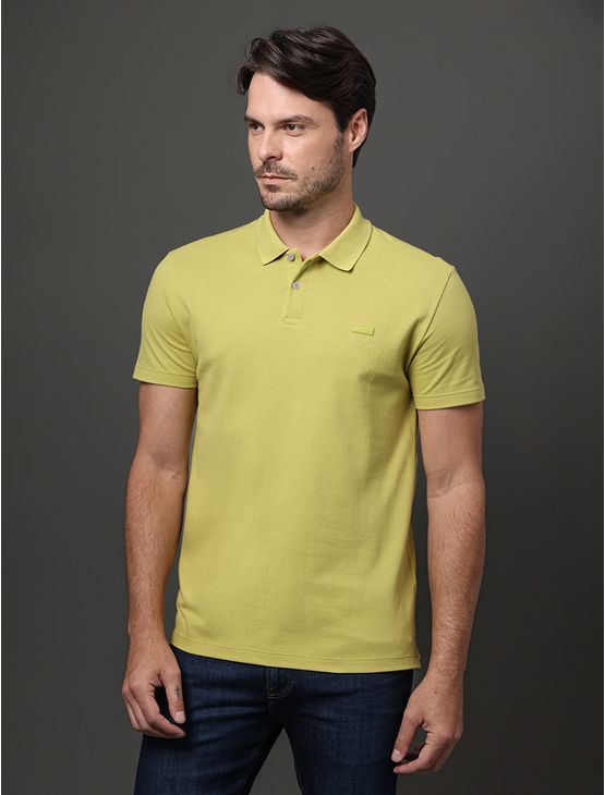 Polo Masculina Slim Patch Borracha Calvin Klein - Verde Pistache Polo Masculina Slim Patch Borracha Calvin Klein Verde Pistache Ggg