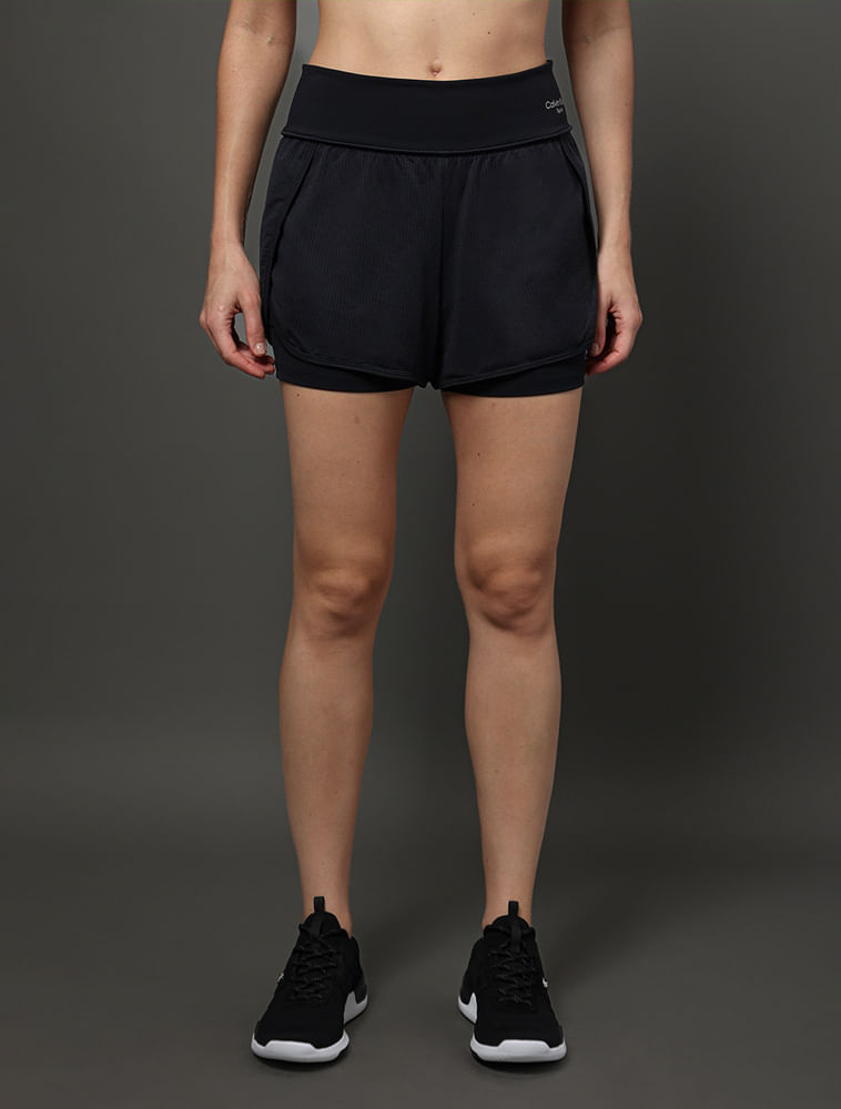 Shorts Feminino Com Bermuda Textured - Preto