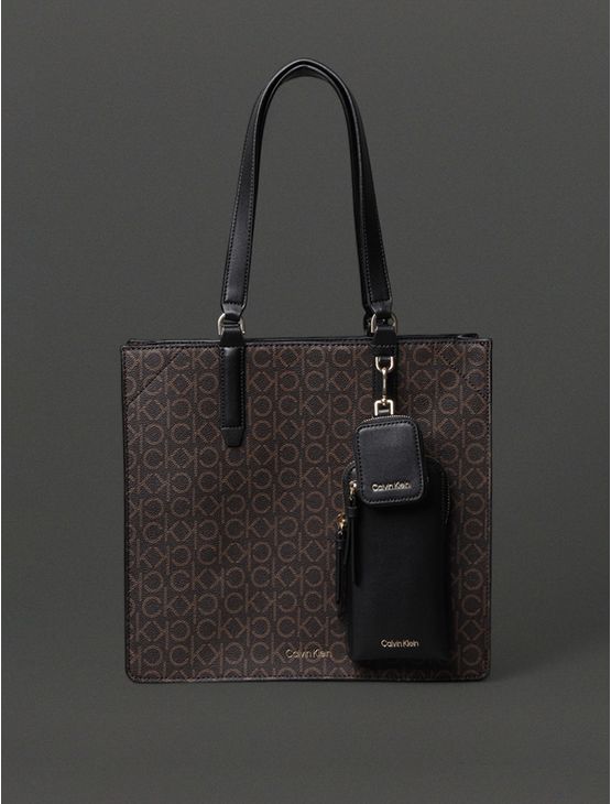 Bolsa Feminina Tote Monograma Calvin Klein – Marrom Bolsa Feminina Tote Monograma Calvin Klein Marrom u