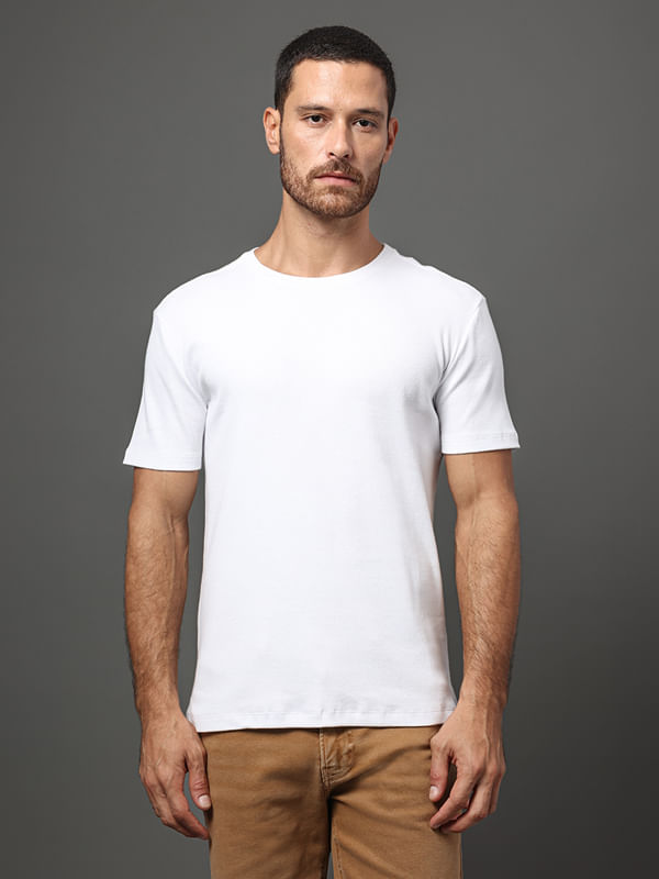Camiseta Masculina Ribana Logo Monogram Calvin Klein Jeans - Branco