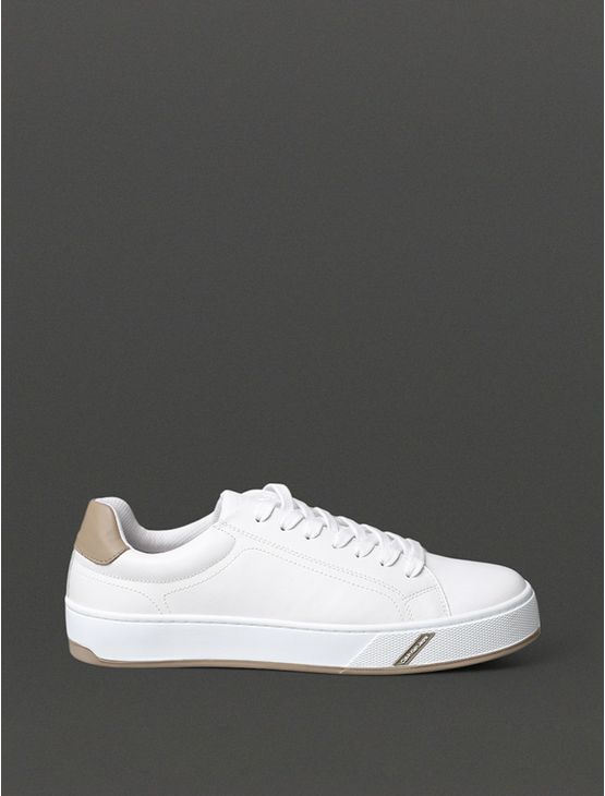 Tênis Masculino Palito Clean Casual Calvin Klein Jeans - Branco/Caqui Claro Tênis Masculino Palito Clean Casual Calvin Klein Jeans Branco/Caqui Claro 44