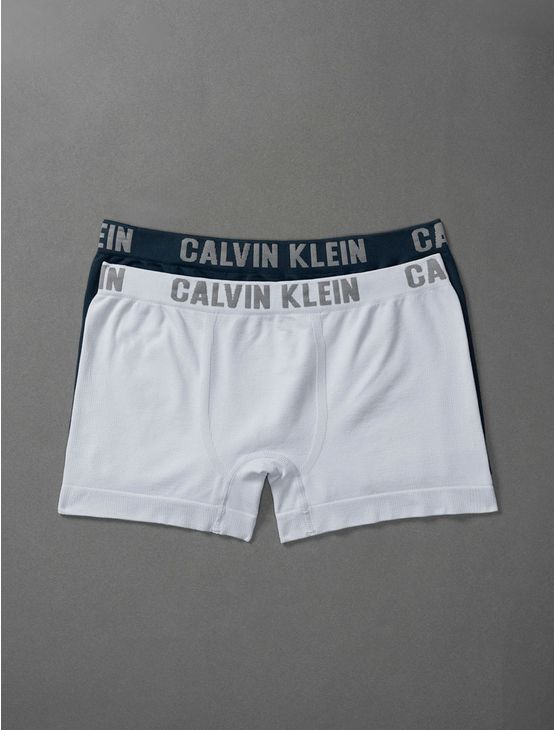 Kit 2 Cuecas Menino Trunk Sem Costura Calvin Klein Underwear - Marinho Com Azul Claro Kit 2 Cuecas Menino Trunk Sem Costura Calvin Klein Underwear Marinho Com Azul Claro 8/10