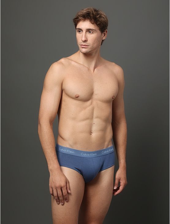 Cueca Brief de Modal Calvin Klein Underwear - Azul Medio/Azul Claro Cueca Brief de Modal Calvin Klein Underwear Azul Medio/Azul Claro g