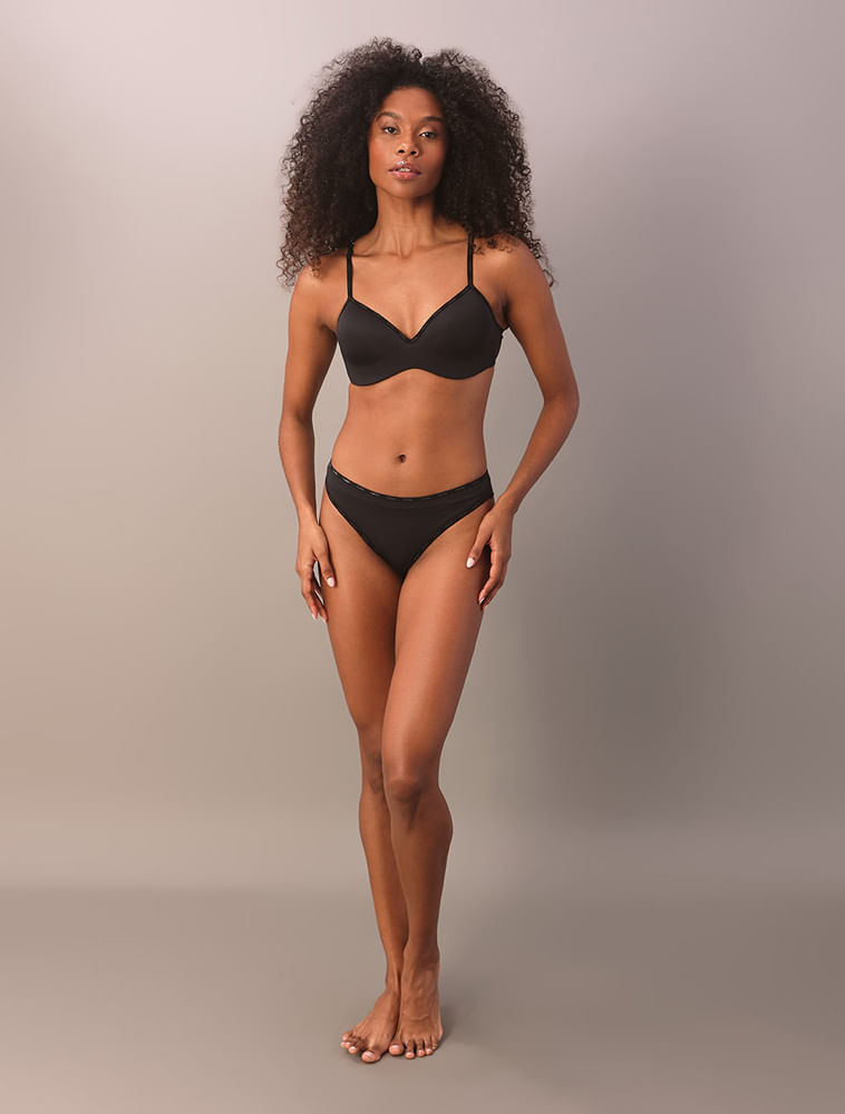 Calcinha Fio Dental Duplo Soft Micro Logo Calvin Klein Underwear - Preto