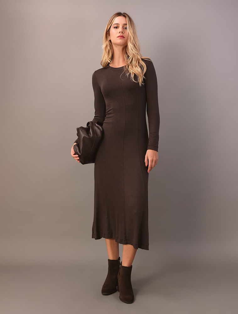 Vestido Calvin Klein Jeans Feminino Tricô - Marrom — Calvin Klein