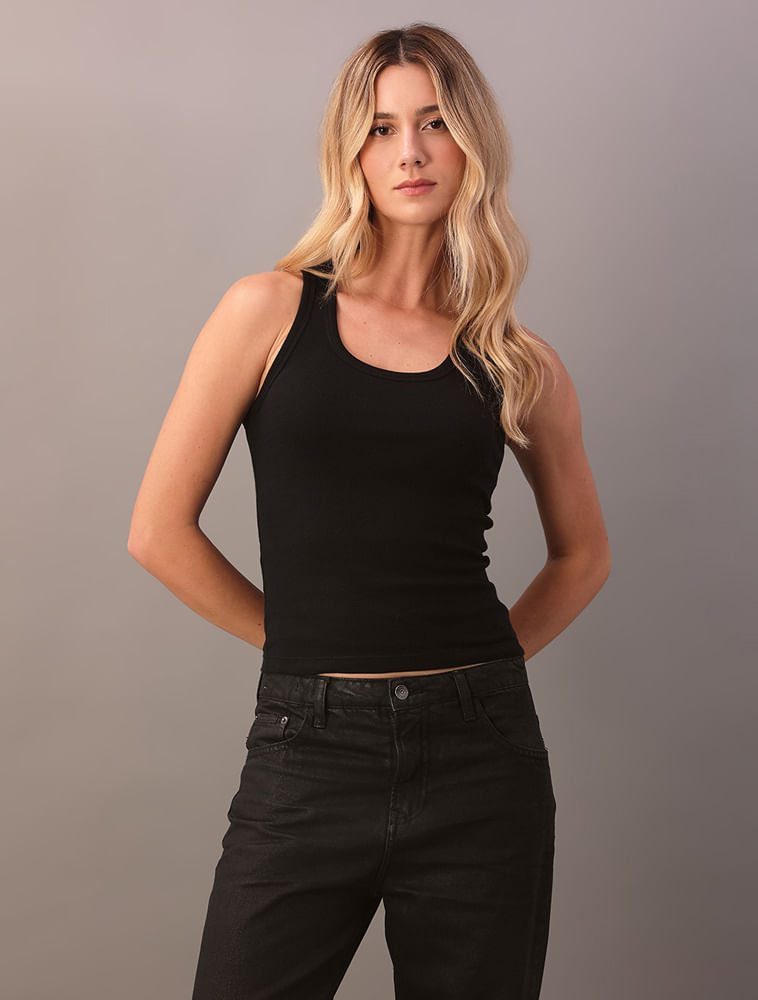 Regata Feminina Ribana Nadador Calvin Klein Jeans - Preto
