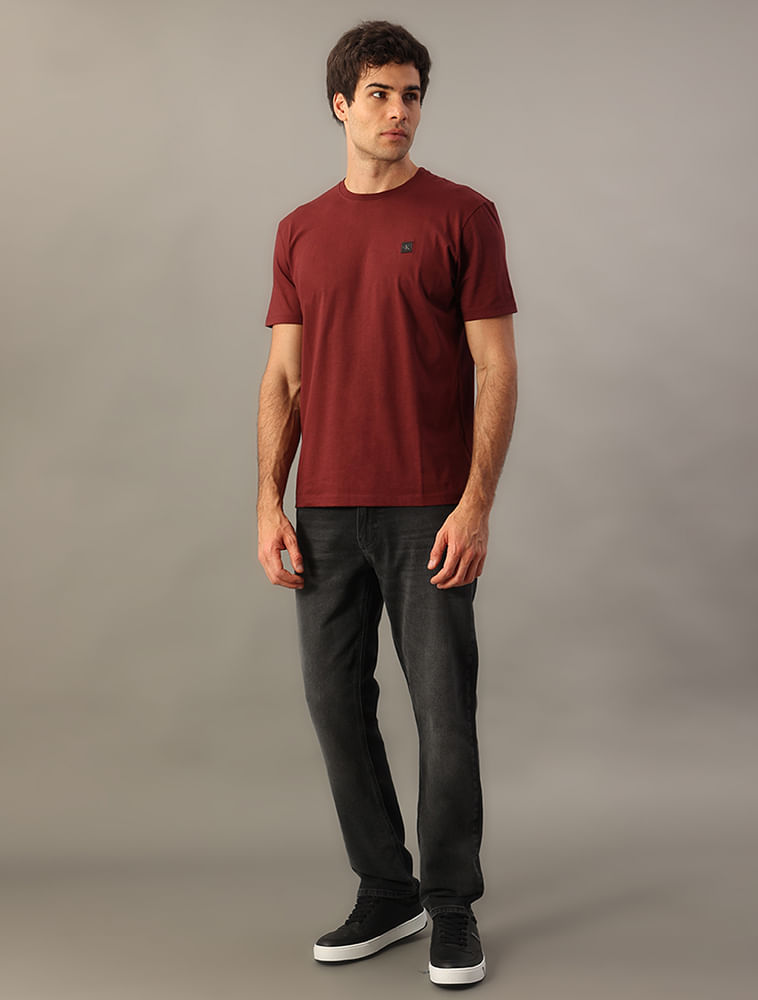 Camiseta Manga Curta Calvin Klein Jeans Masculino Patch - Bordo — Calvin Klein