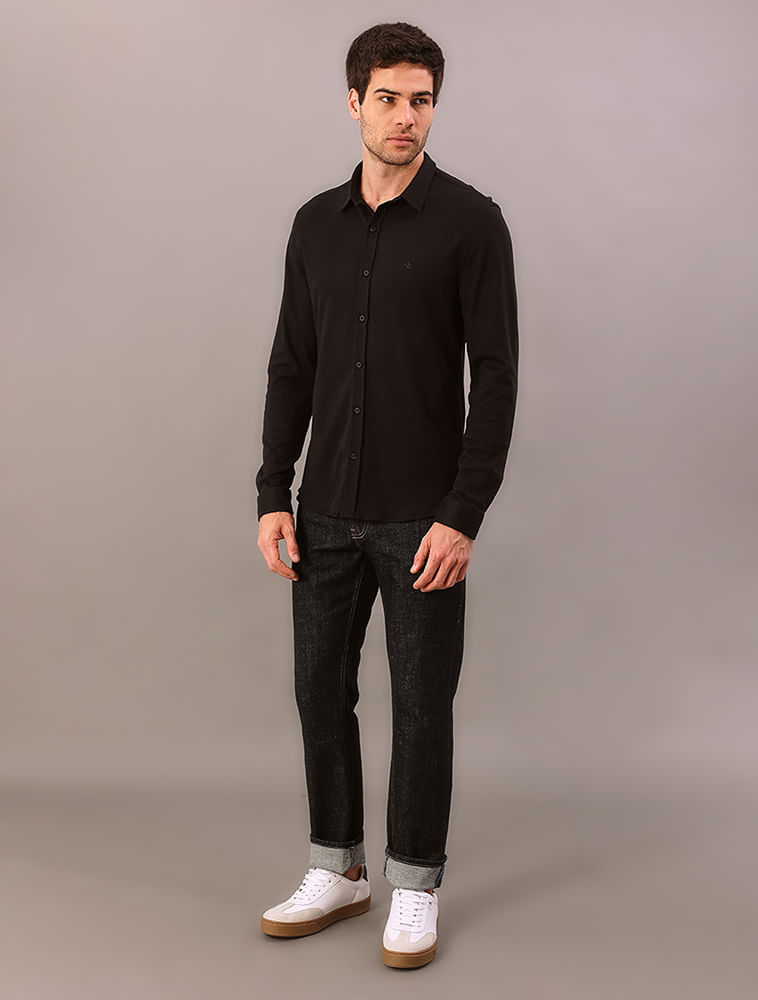 Camisa Manga Longa Calvin Klein Jeans Slim Confort - Preto