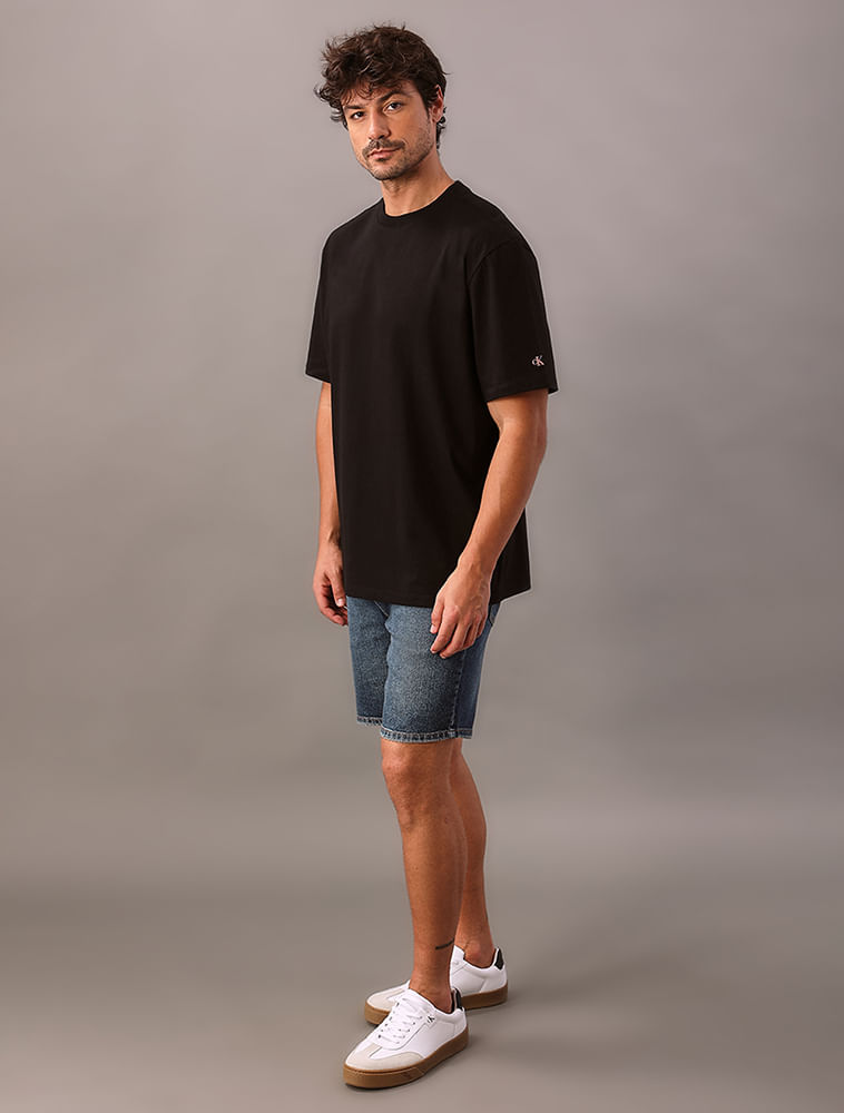 Camiseta Manga Curta Calvin Klein Jeans Masculino Oversized Calvin Klein Manga - Preto