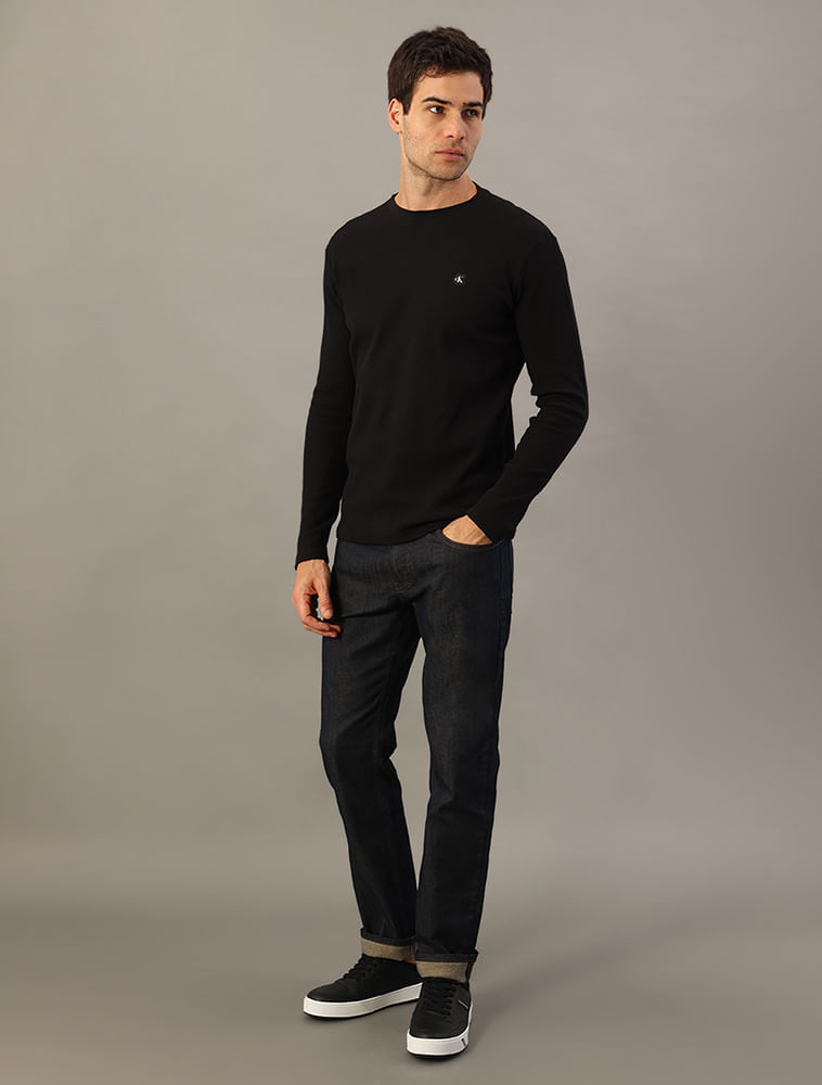 Camiseta Manga Longa Calvin Klein Jeans Masculino Quadrile - Preto