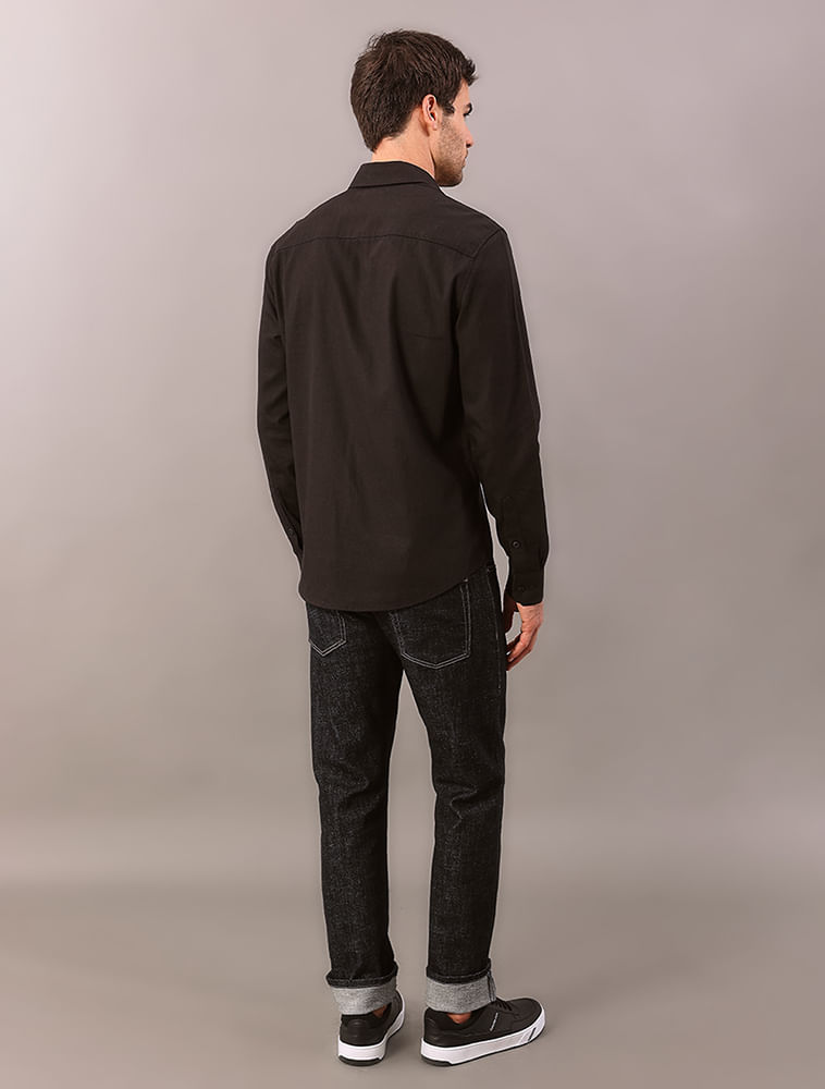 Camisa Manga Longa Calvin Klein Jeans Sarja Com Bolsos - Preto — foto 9