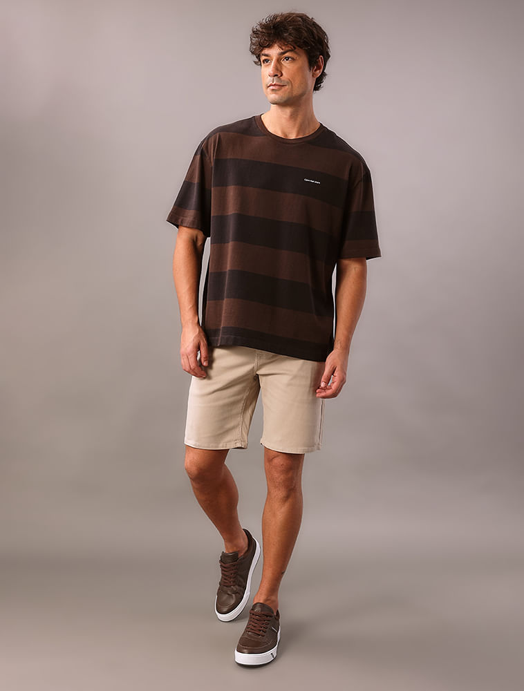 Bermuda Color Moletom Com Cadarço - Caqui Medio